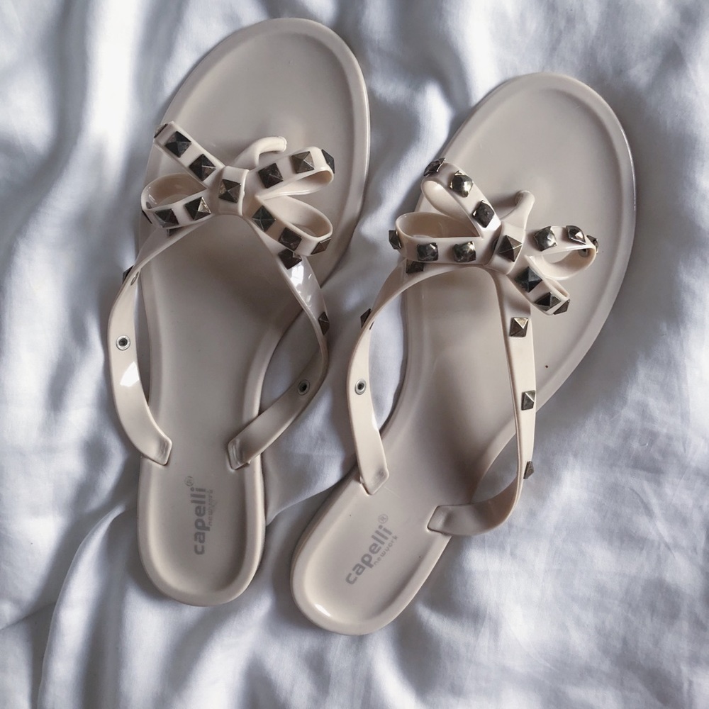 Nude Capellini studded flip flops